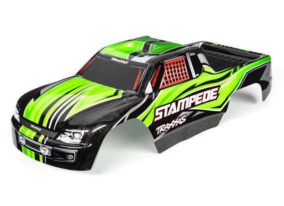 Carrosserie Stampede Truck 1/10 verte peinte et décorée - Traxxas 3651G