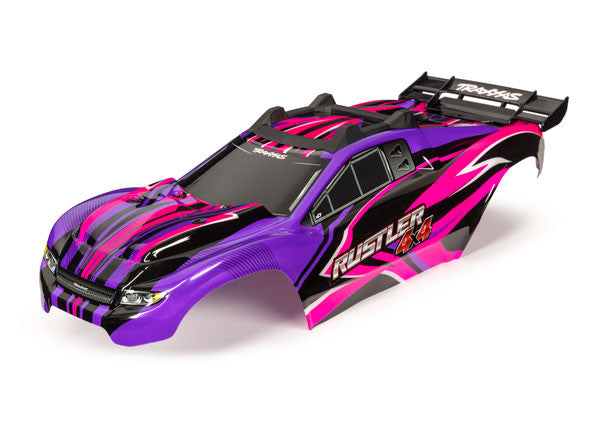 Carrosserie Rustler 4x4 peinte et décorée rose/violet - Traxxas 6734P