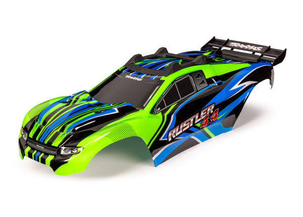 Carrosserie Rustler 4x4 peinte et décorée verte/bleu - Traxxas 6734G