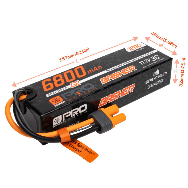 Batterie LiPo 3S Smart G2 Pro Basher 11,1V 6800 mAh (120C) IC5 - SPMXB3S68