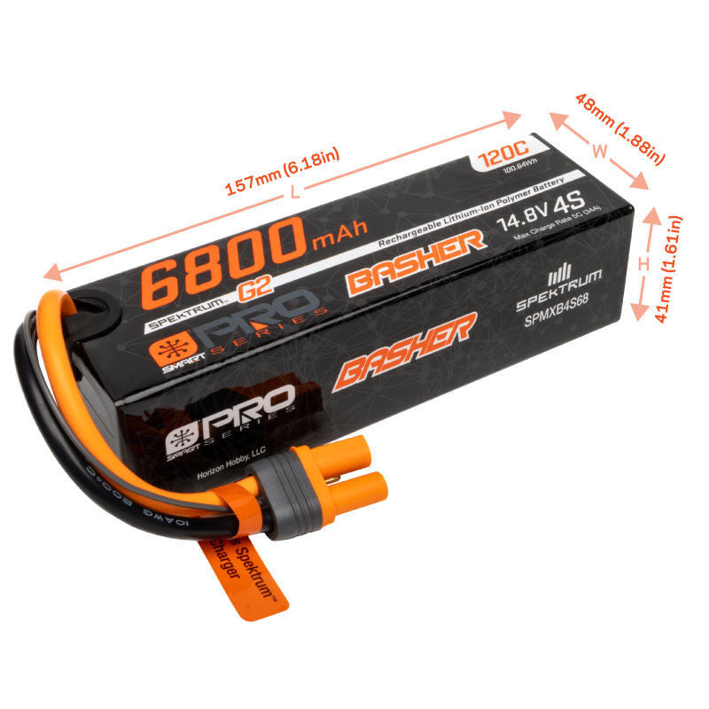 Batterie LiPo 4S Smart G2 Pro Basher 14,8 V 6800 mAh 4S (120C) - SPMXB4S68