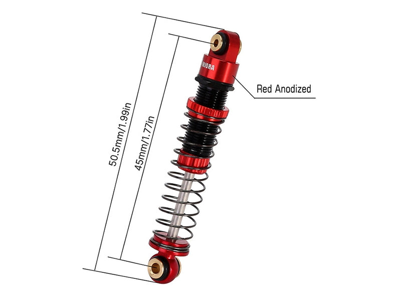 Injora 45mm Amortisseurs rouge avec huiles pour FMS FCX24 FCX18