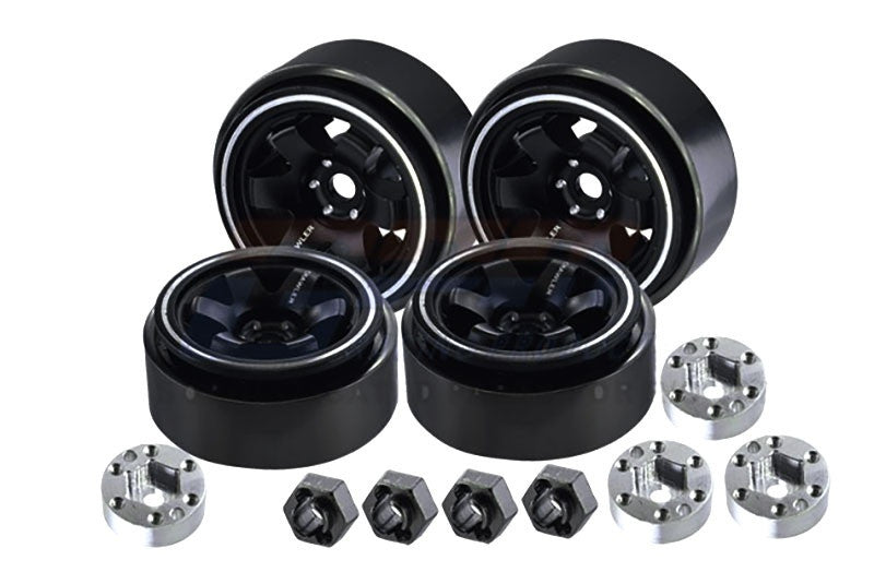 Jantes Beadlock 1.0 6 trous aluminium noir 26x13,2mm (4) GPM pour TRX-4M, SCX24