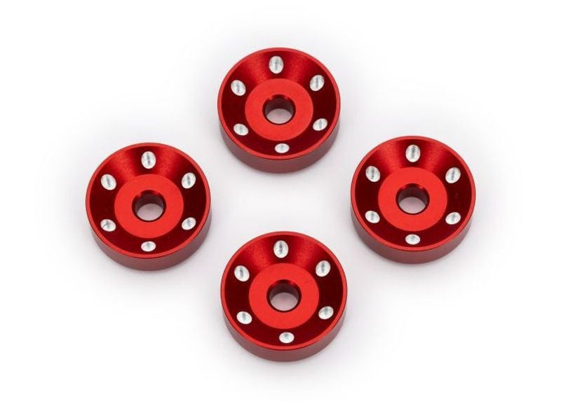 Rondelles de roues alu anodisées rouge (x4) - 10257