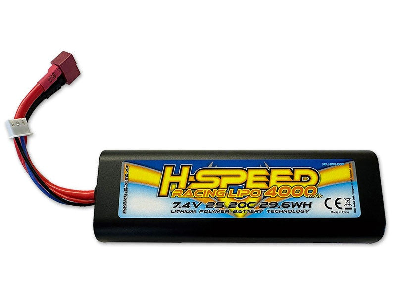 Batterie de course LiPo 4000mAh 7.4V 29.6Wh Dean H-SPEED (134x24x46mm)