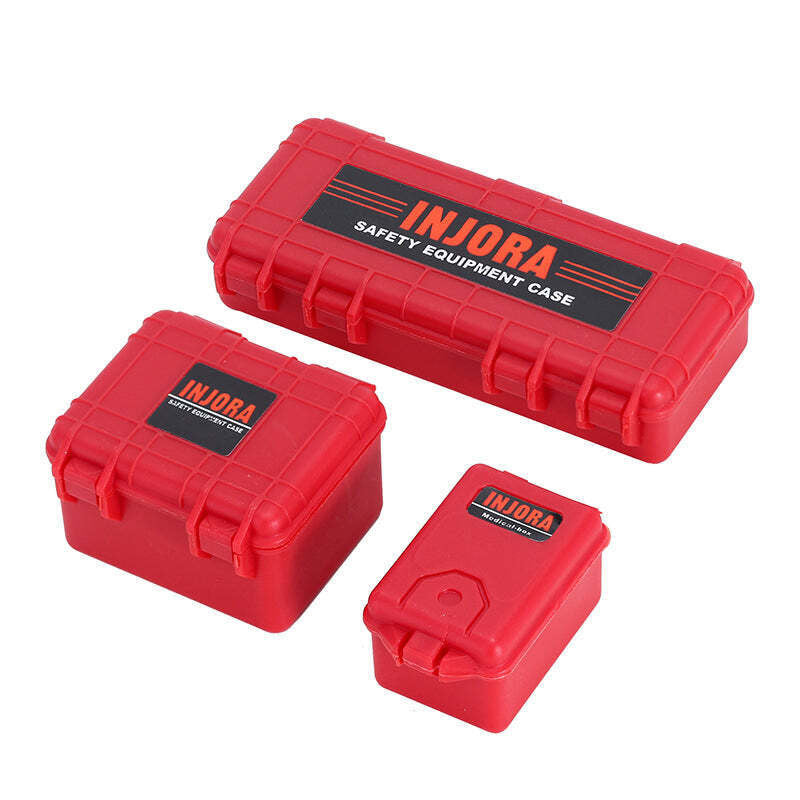 INJORA 3 pièces boîtes de rangement en plastique rouge accessoires pour crawler 1/10