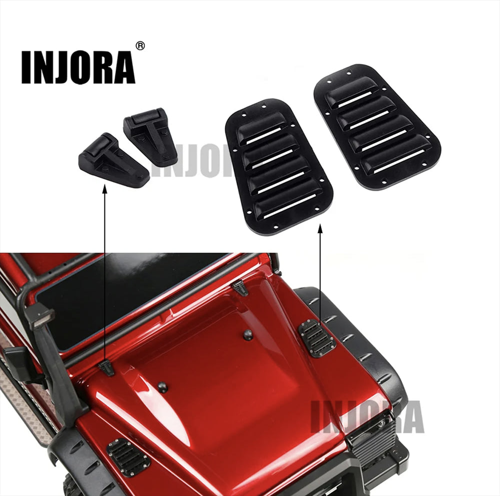 INJORA Ensemble couvercle de calandre d'admission en plastique noir et charnière de couvercle de moteur pour Traxxas TRX-4
