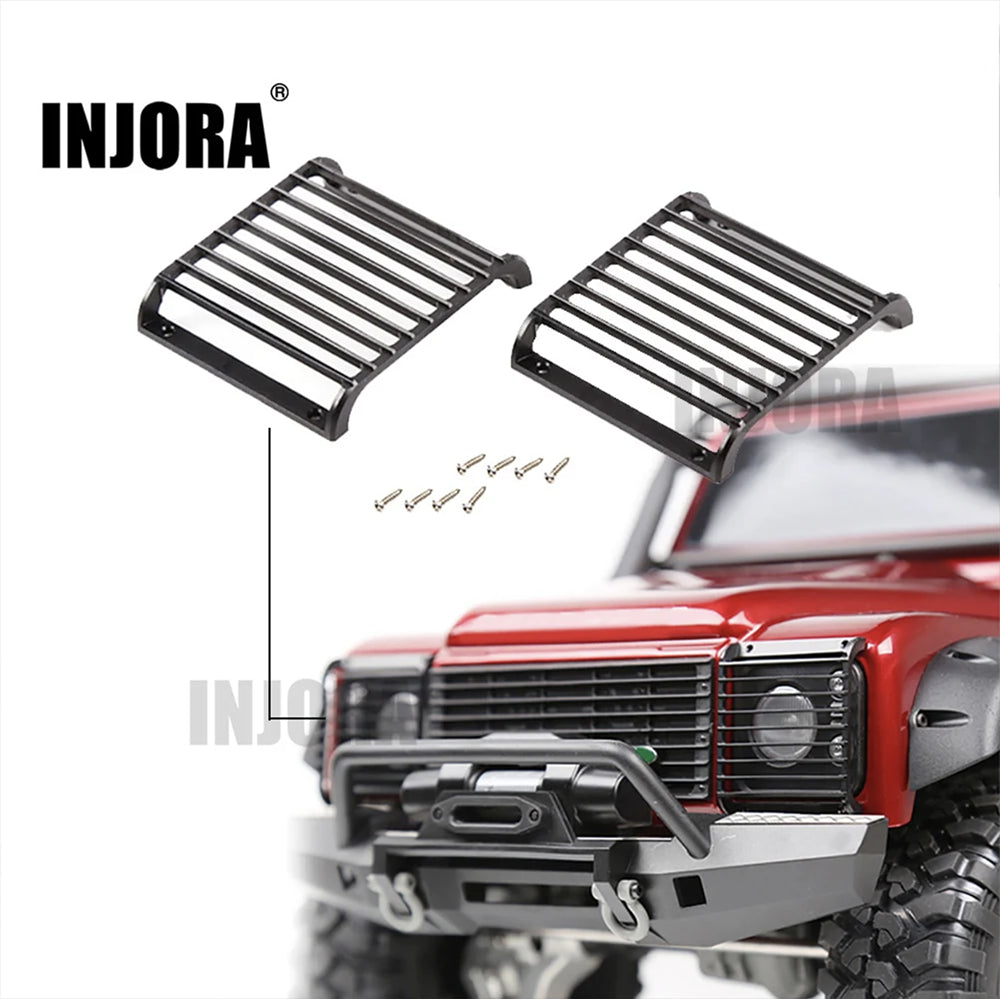 INJORA 2 pièces protections de lampe avant en métal grille de couverture de phare pour Traxxas TRX-4