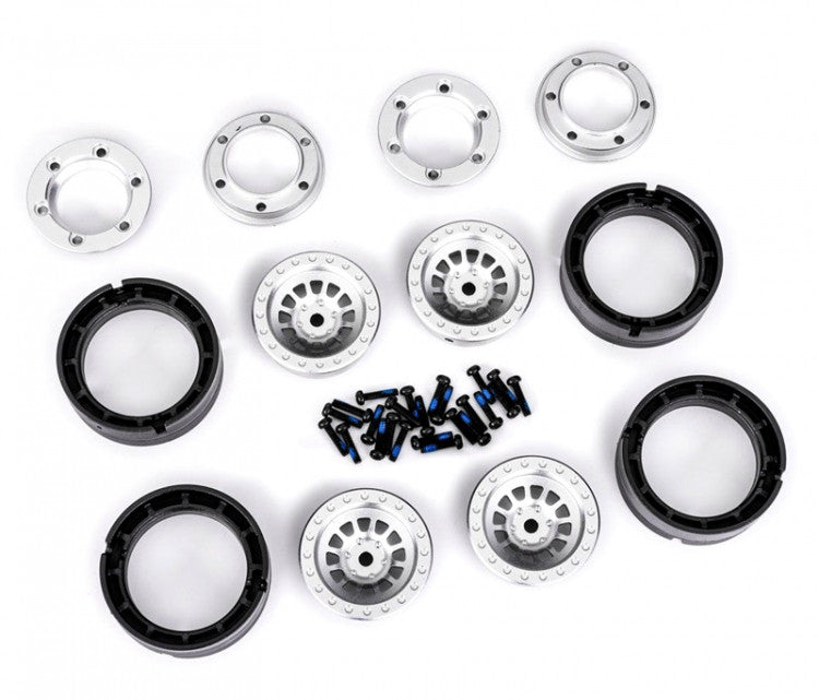 Jantes Aluminium Beadlock argent 1.0 (2) - Traxxas 9881-SLVR