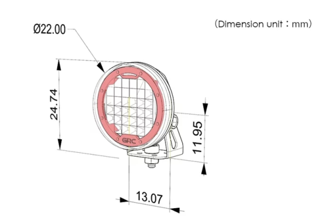 Spot LED 22mm contour noir + support métal (x2) - HT-SU1801230