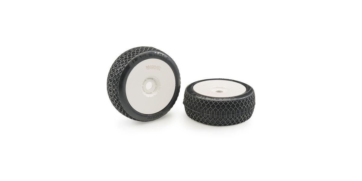 2 Pneus Matrix Buggy 1:8 Blackhole Clay Soft jantes blanches