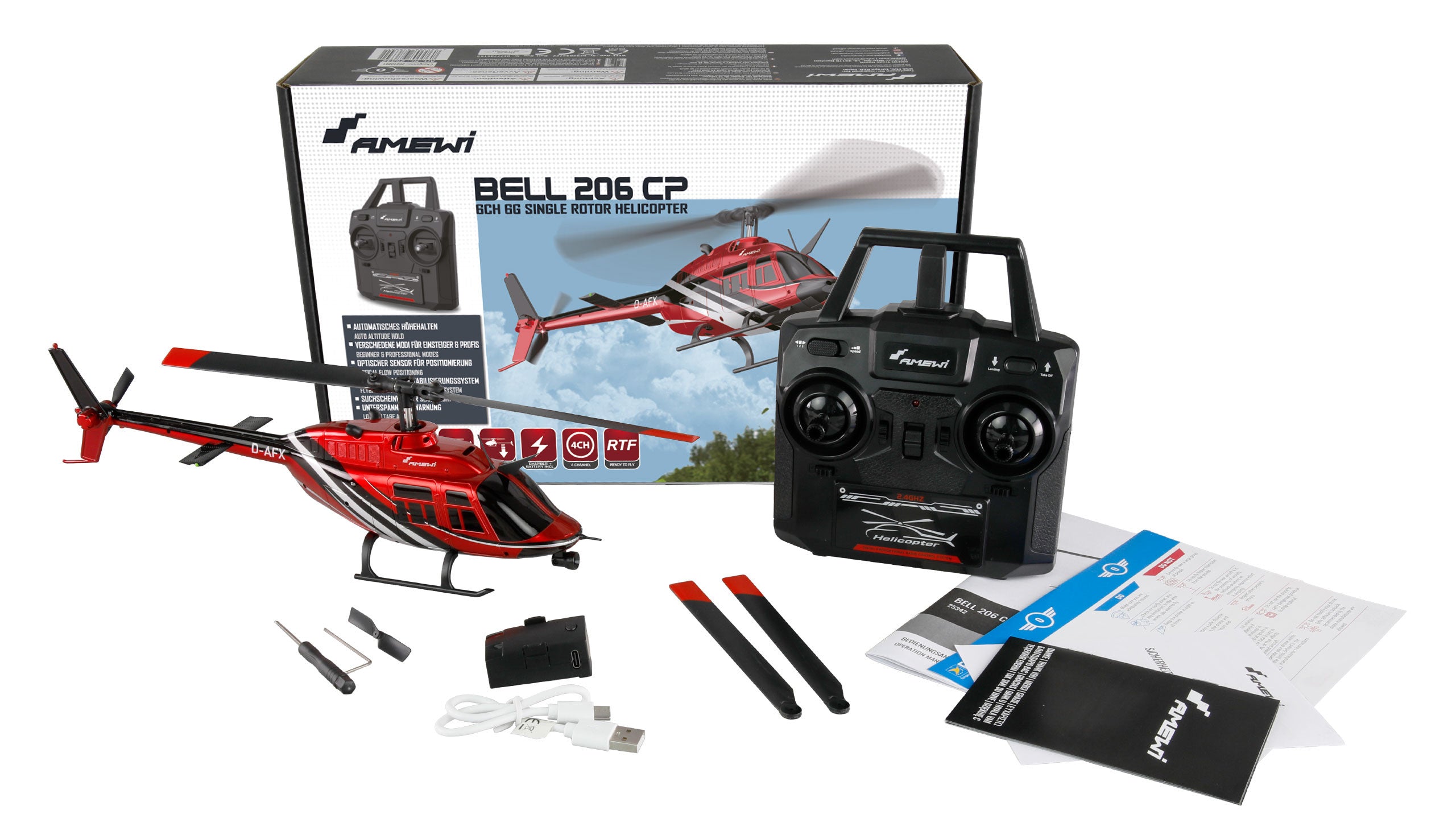 Hélicoptère Bell 206B Jet Ranger 6 canaux 6G RTF - 25342