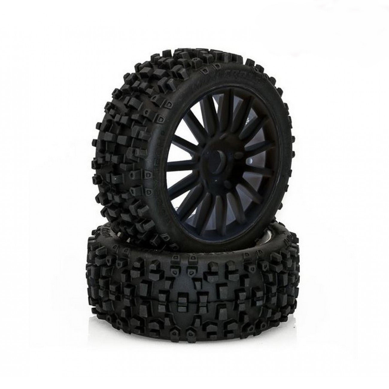 2 Pneus Maxi cross avec jantes noire 1/8 - Hex 17mm Hobbytech HTR-T458B