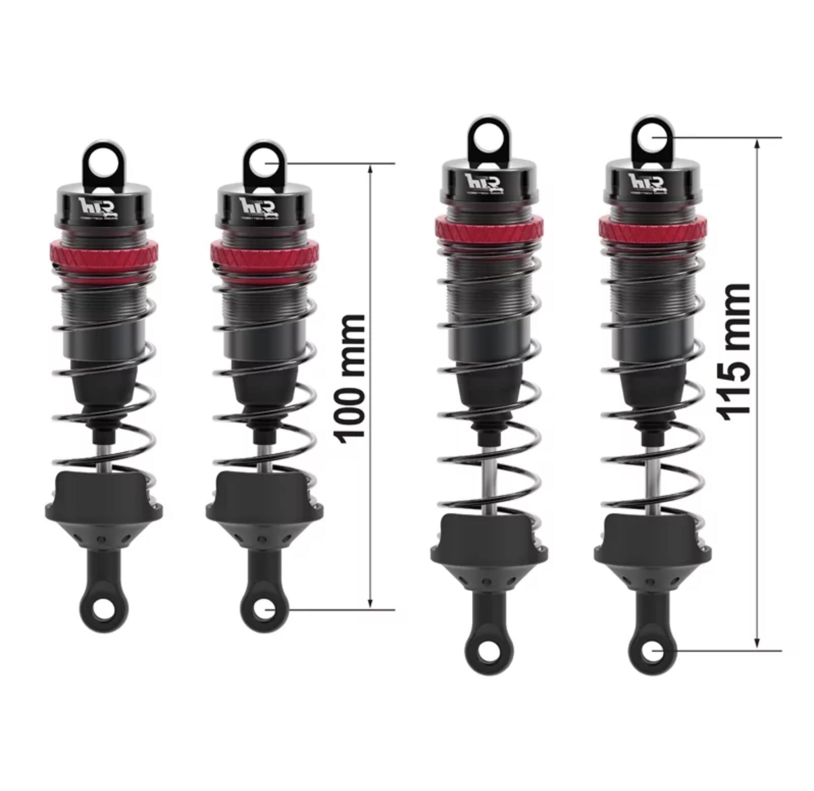 Kit de 4 amortisseurs Alu Big Bore pour Rogue + fixations - ROG-OP05