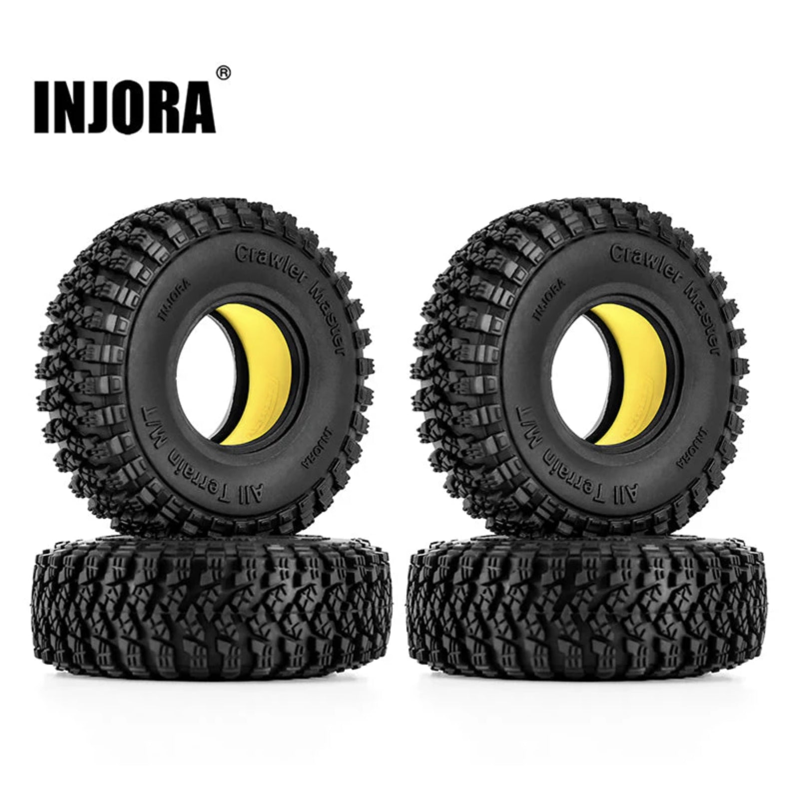 4 Pneus + inserts en caoutchouc silicone INJORA 1,0 58*20 mm Combo (4) - YQT-1008-1056YE"