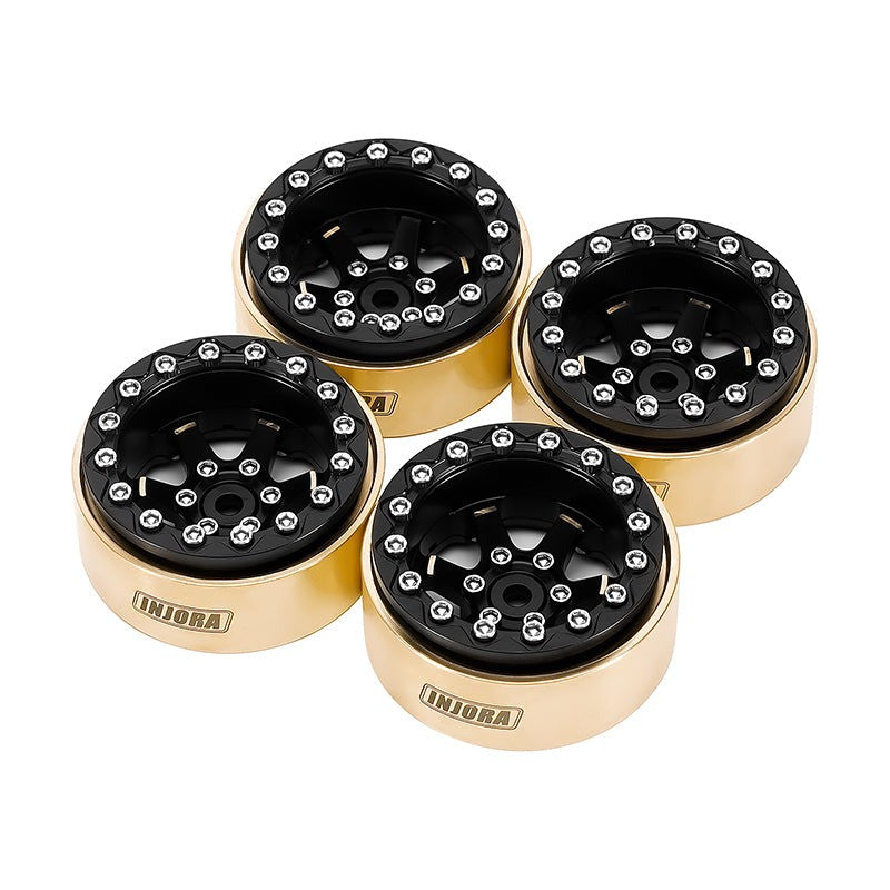 4 jantes Beadlock en laiton INJORA 1,3 pour crawler RC 1/24, 1/18 - YQW-1310BGD"