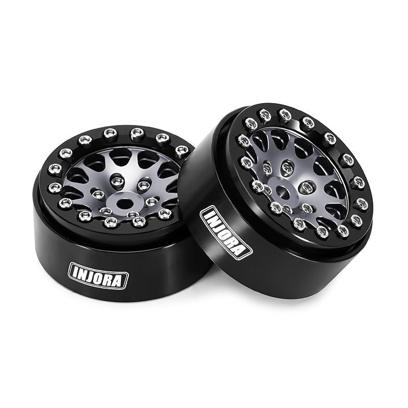 4 jantes Beadlock en aluminium gris anodisé INJORA 1,3 pour crawler RC 1/24, 1/18 - YQW-1311BG"