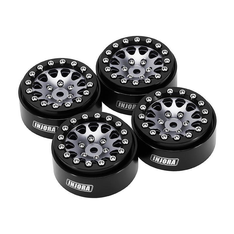 4 jantes Beadlock en aluminium gris anodisé INJORA 1,3 pour crawler RC 1/24, 1/18 - YQW-1311BG"