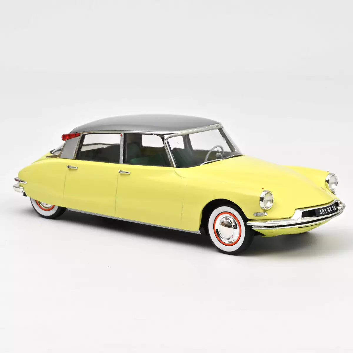 Voiture miniature collection 1/18 Citroën DS 19 1960 Jaune Jonquille + Caravane Digue Panoramique Norev 181762