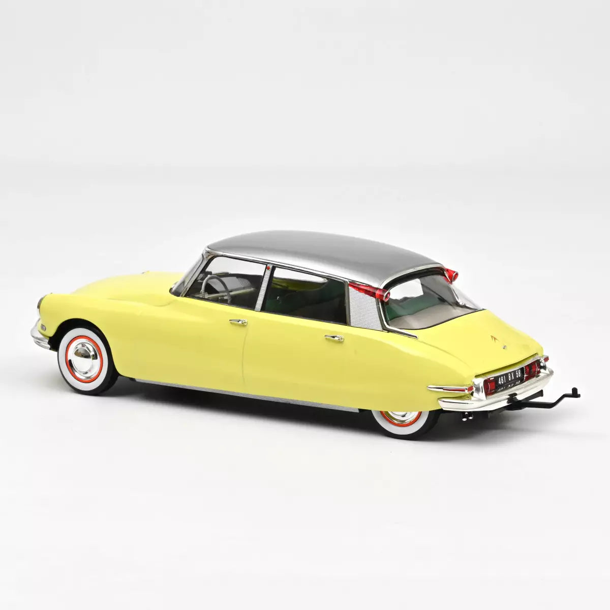 Voiture miniature collection 1/18 Citroën DS 19 1960 Jaune Jonquille + Caravane Digue Panoramique Norev 181762