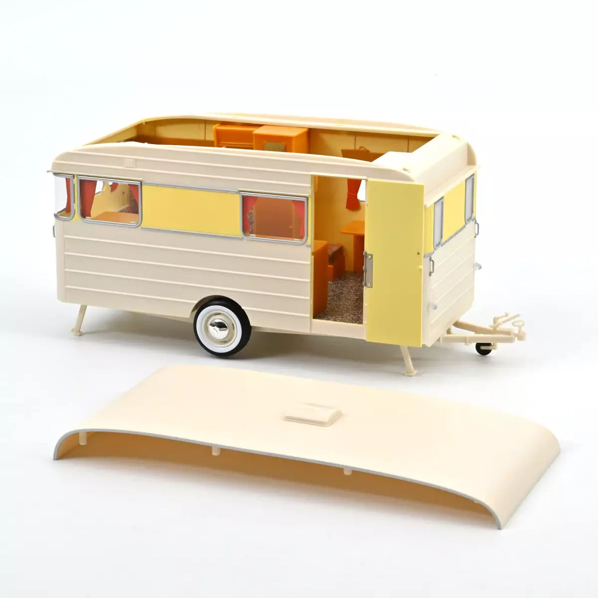 Voiture miniature collection 1/18 Citroën DS 19 1960 Jaune Jonquille + Caravane Digue Panoramique Norev 181762