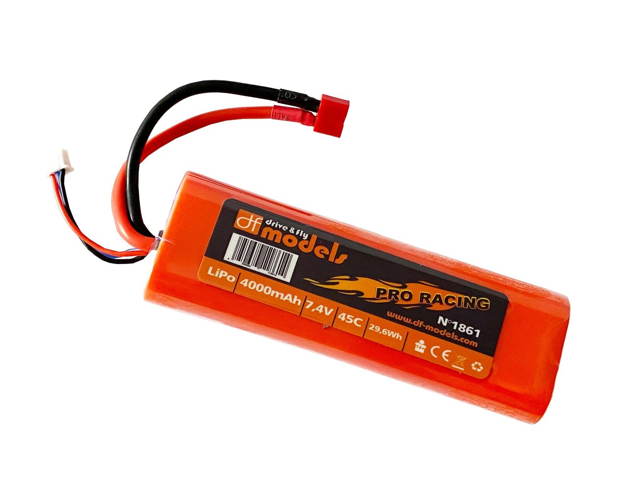 Batterie Lipo 2S 7,4V 45C 4000mAh prise Dean - DF Models 1861