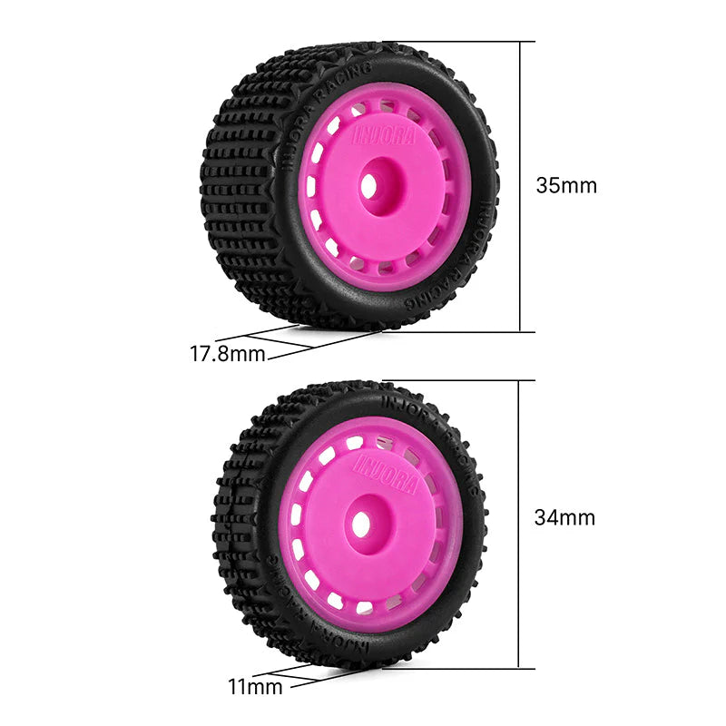 Pneus et roues pré-montés magenta INJORA pour buggy Losi Micro-B 1/24 - MBT01-MA