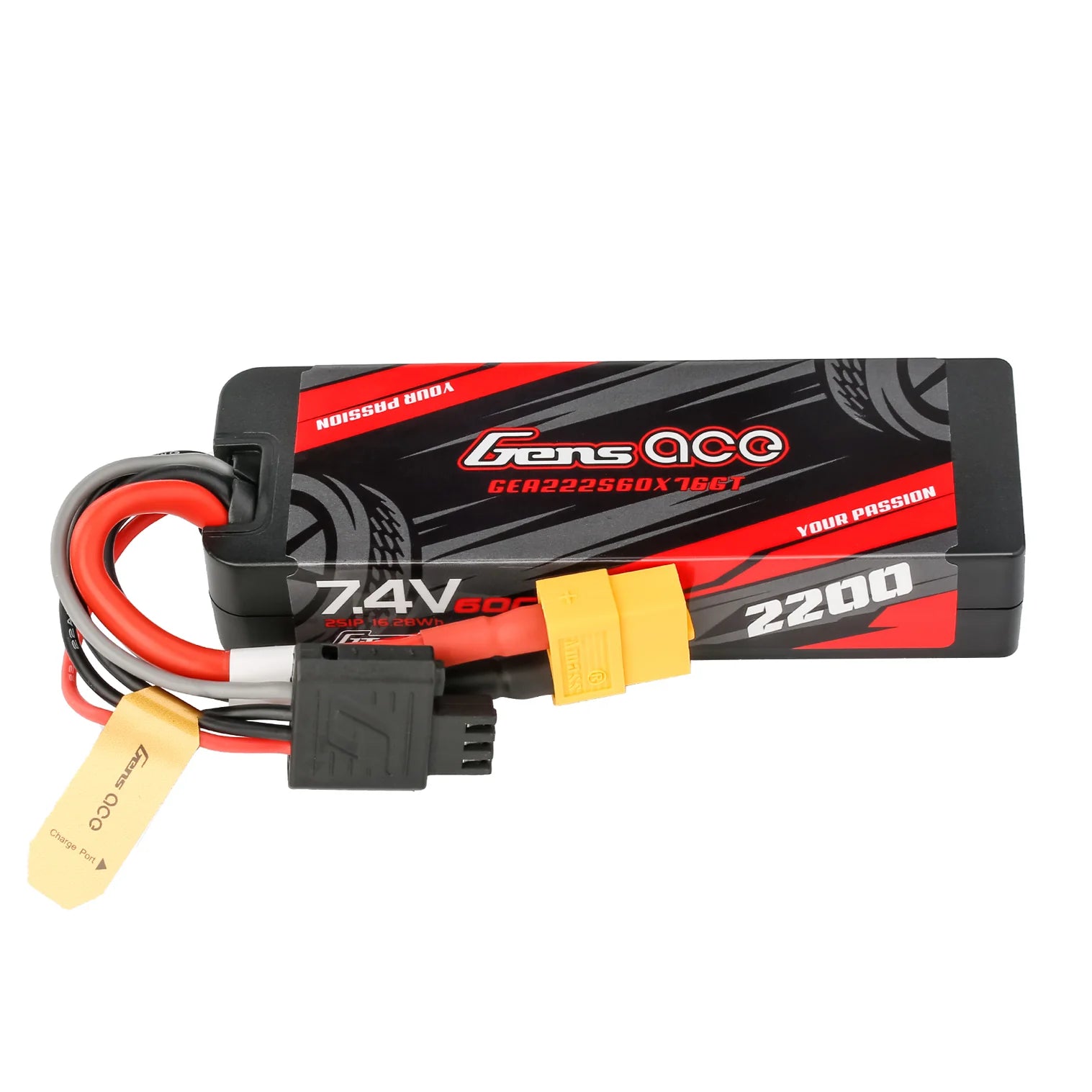 Batterie Lipo 2S1P 2200mAh 7.4V 60C prise XT60 GRP-76 - Breizh Modélisme.