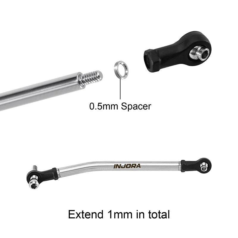 Kit de biellettes en acier inoxydable à grand dégagement Injora pour SCX30 1/30
