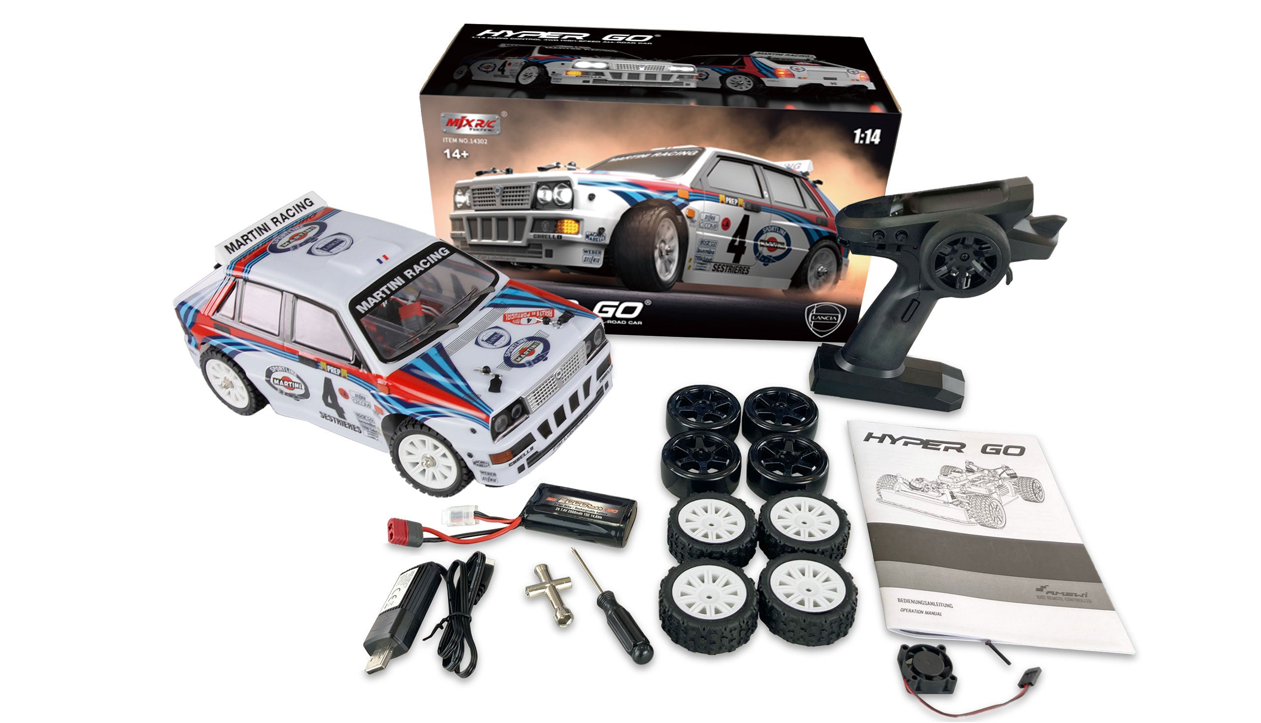 Voiture de rallye Lancia Delta 4WD RTR MJX Hyper GO 14302 1/14