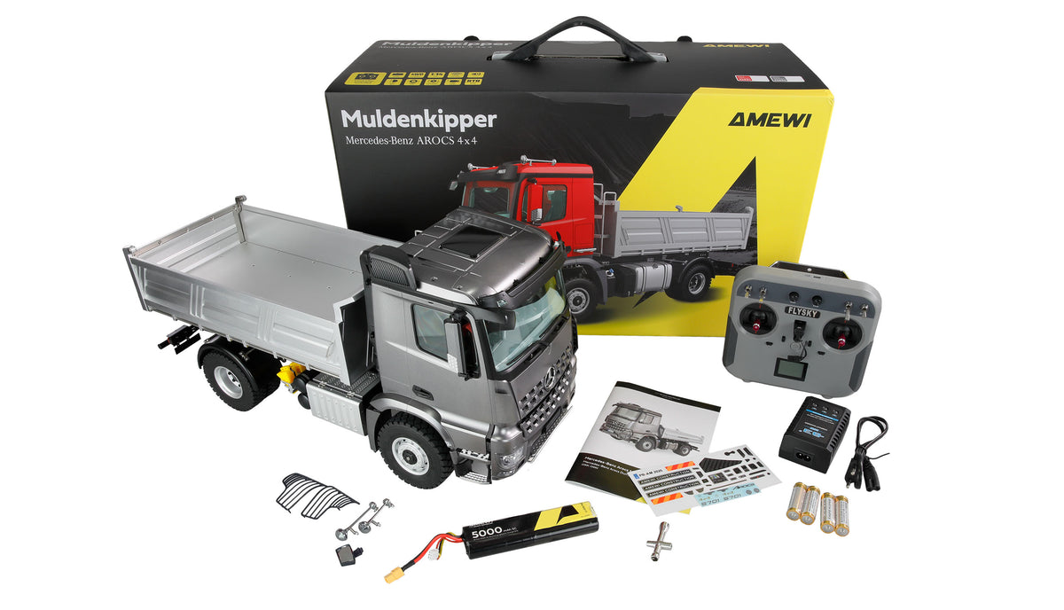 Camion à benne en métal 4x4 RTR gris 1/14 Amewi 22692 - Breizh Modélisme.