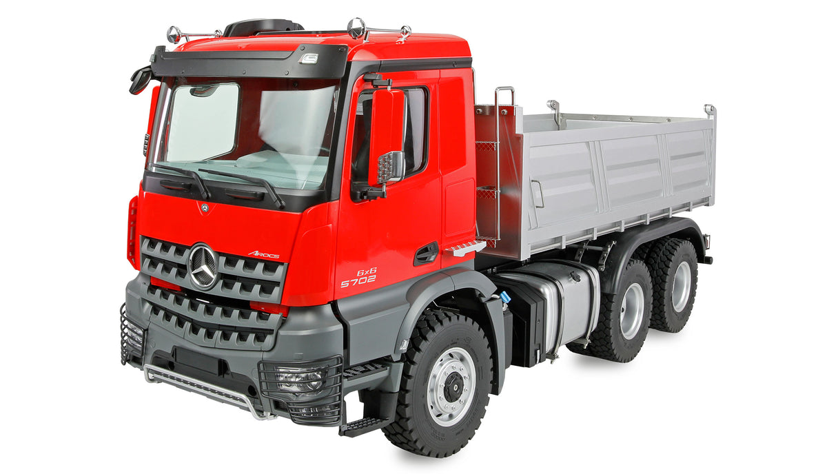 Camion de chantier RC full métal 6x6 Mercedes-Benz Arocs 1/14 rouge 22729 - Breizh Modélisme.