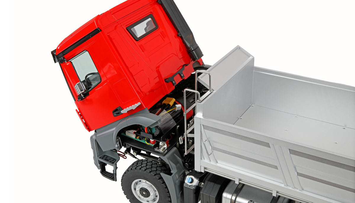 Camion de chantier RC full métal 6x6 Mercedes-Benz Arocs 1/14 rouge 22729 - Breizh Modélisme.