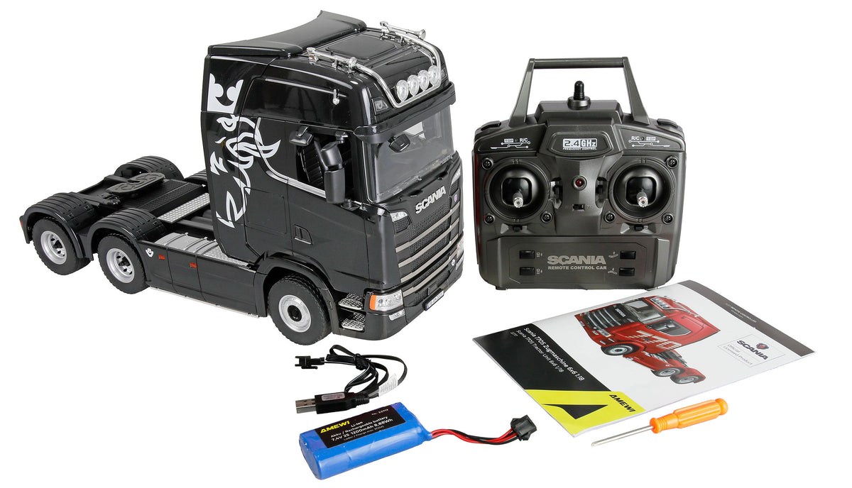 Camion RC Scania 770S 1/18 6x4 noir RTR