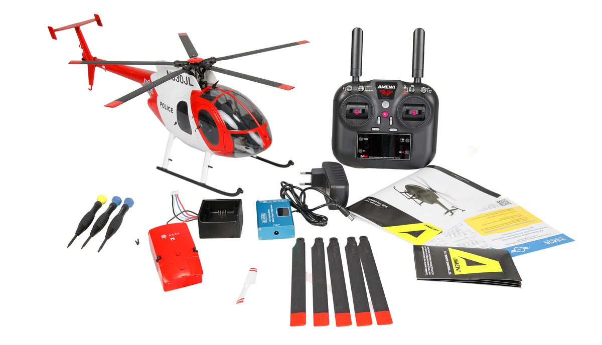 Hélicoptère RC Hughes MD500 Pro GPS LiDAR-TOF – Édition Police 1/16 – RTF - Breizh Modélisme.
