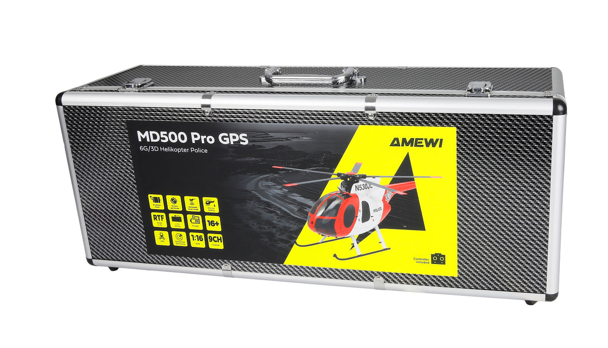 Hélicoptère RC Hughes MD500 Pro GPS LiDAR-TOF – Édition Police 1/16 – RTF - Breizh Modélisme.