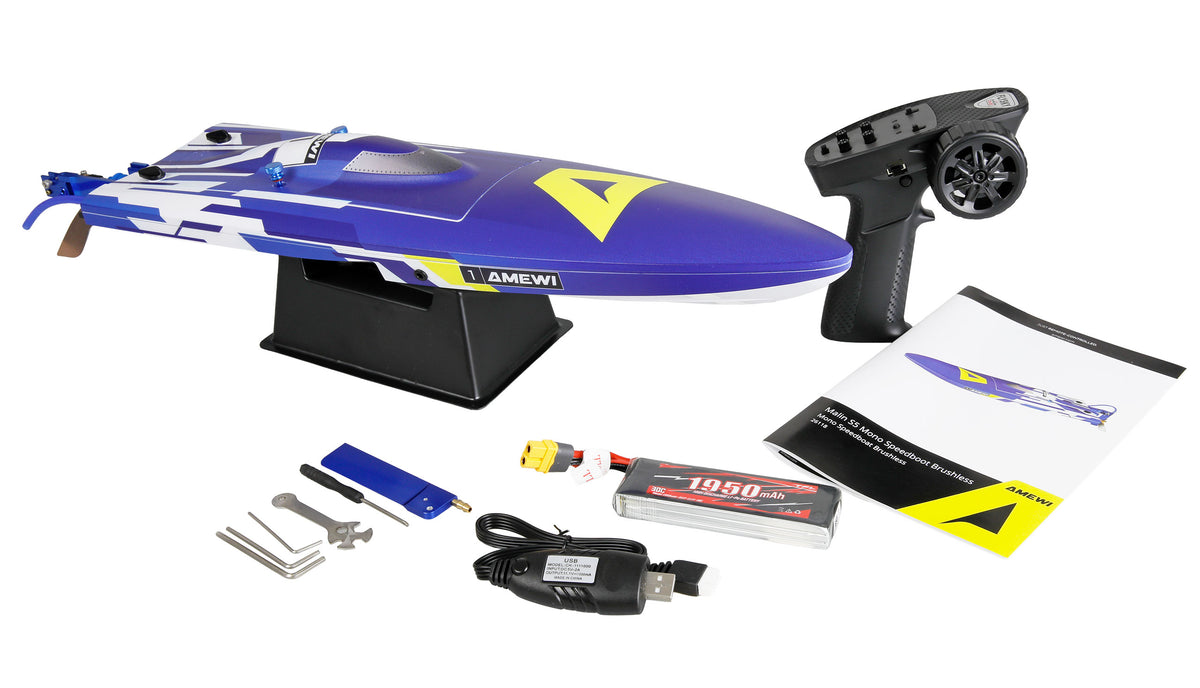 Bateau RC Amewi Marlin S5 Brushless Explorer Mono RTR bleu