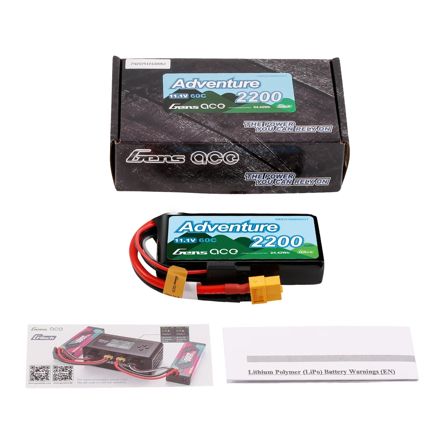 Batterie LiPo Gens Ace Adventure 2200mAh 11,1 V 60C 3S1P prise XT60
