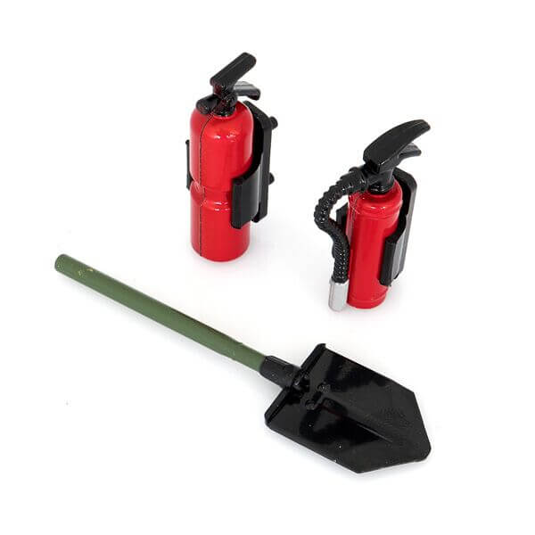 Set pelle et Extincteur plastique - Accessoires pour crawler 1/10
