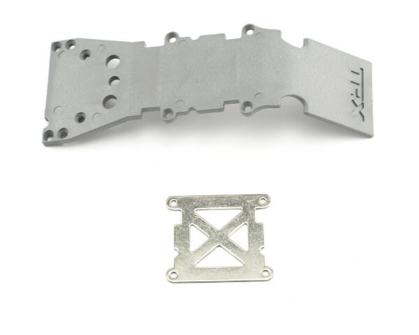 Plaque de protection plastique grise + plaque acier - Traxxas 4937A