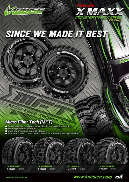 2 Pneus et jantes Louise X-UPHILL pour Traxxas XMaxx 3297B