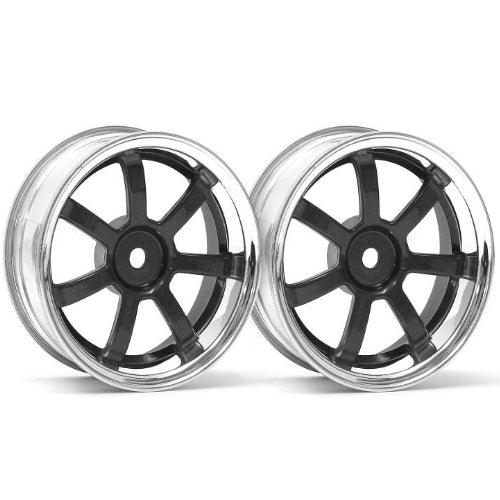 2 jantes HPI Racing Rays Gram Lights 57S-PRO chrome/noir (déport de 6 mm) - Breizh Modélisme.