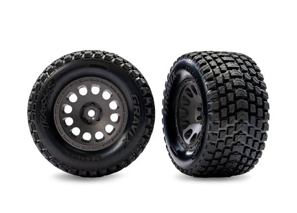 Pneus et jantes Gravix / Mini XRT Gris Avant (2) - Traxxas 10772-GRAY