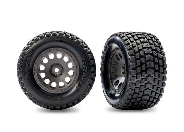 Pneus et jantes Gravix / Mini XRT Gris Arrière (2) - Traxxas 10775-GRAY