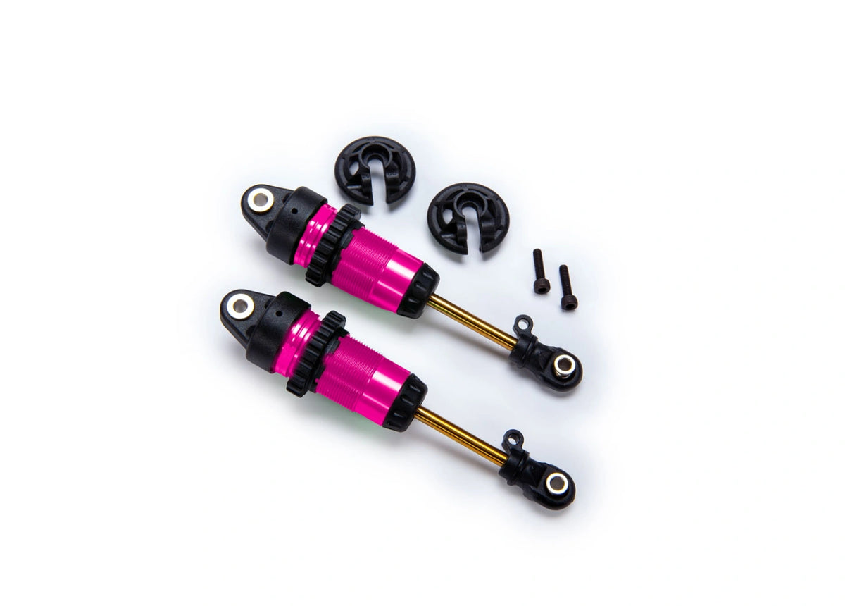2 Amortisseurs Traxxas 7461 Avant long GTR Alu rose sans ressorts - Breizh Modélisme.