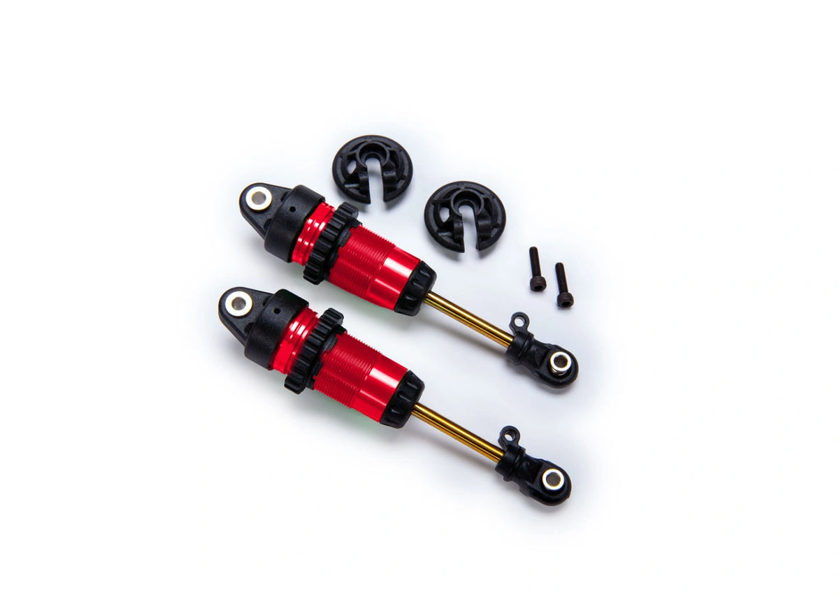 2 Amortisseurs Traxxas 7461 Avant long GTR Alu rouge sans ressorts - Breizh Modélisme.