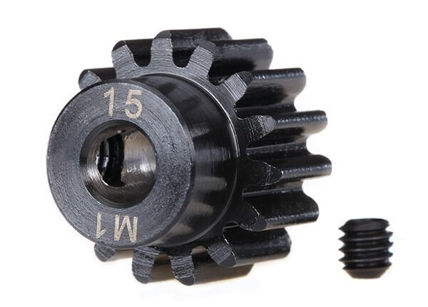 Traxxas 6487R Pignon moteur 15 dts renforce - M1.0 - 5 mm