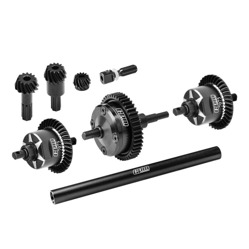 Différentiels complets av/arr + central en acier au carbone et aluminium noir GPM TRX MiniMaxx - GPMTXMM3747BK