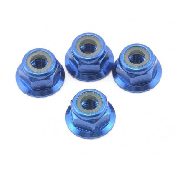 4 Écrous alu anodisé Nylstop M4 Bleu - Traxxas 1747R