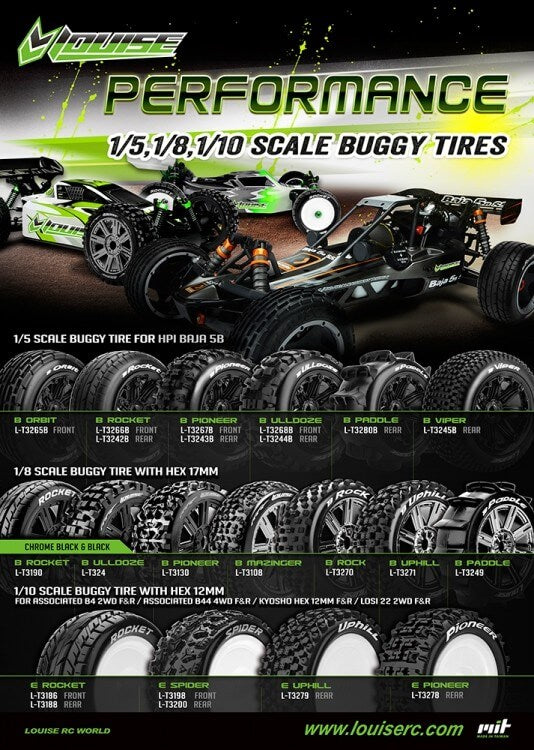 2 pneus et jantes Buggy 1/8 Av/Arr Louise B-ROCK 3270B